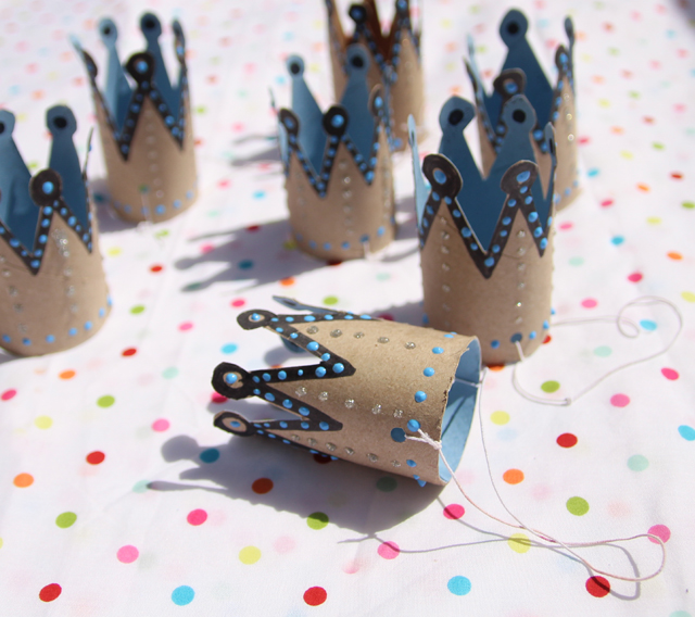 Toilet Paper Tube Birthday Crowns Grouped