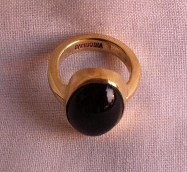 Recycled Brass Bomb shell Natural Stone Ring