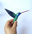 Hummingbird  paper mache bird sculpture  original designer handmade