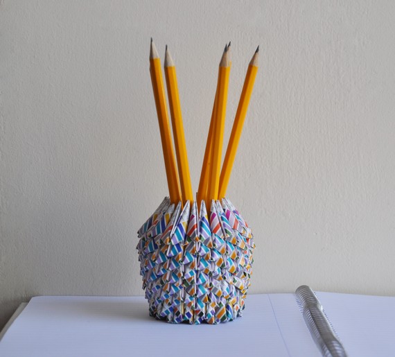 Tiny colorful folded paper bowl