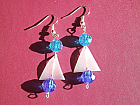 Recycled/Upcycled White and Blue Earrings