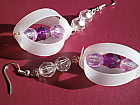 Recycled/Upcycled White and Purple Earrings